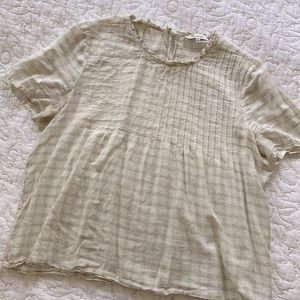 Madewell Pintuck Top in Windowpane, Size M